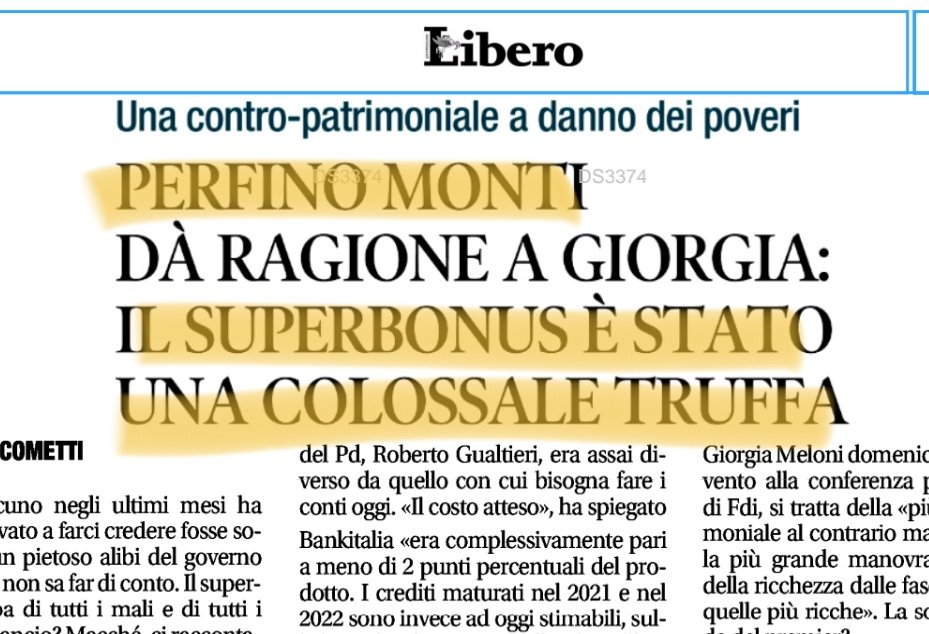 'PERFINO MONTI'.

A che livello di catastrofe siamo arrivati nel paragone al #SuperBonus, @pandrake1 ?