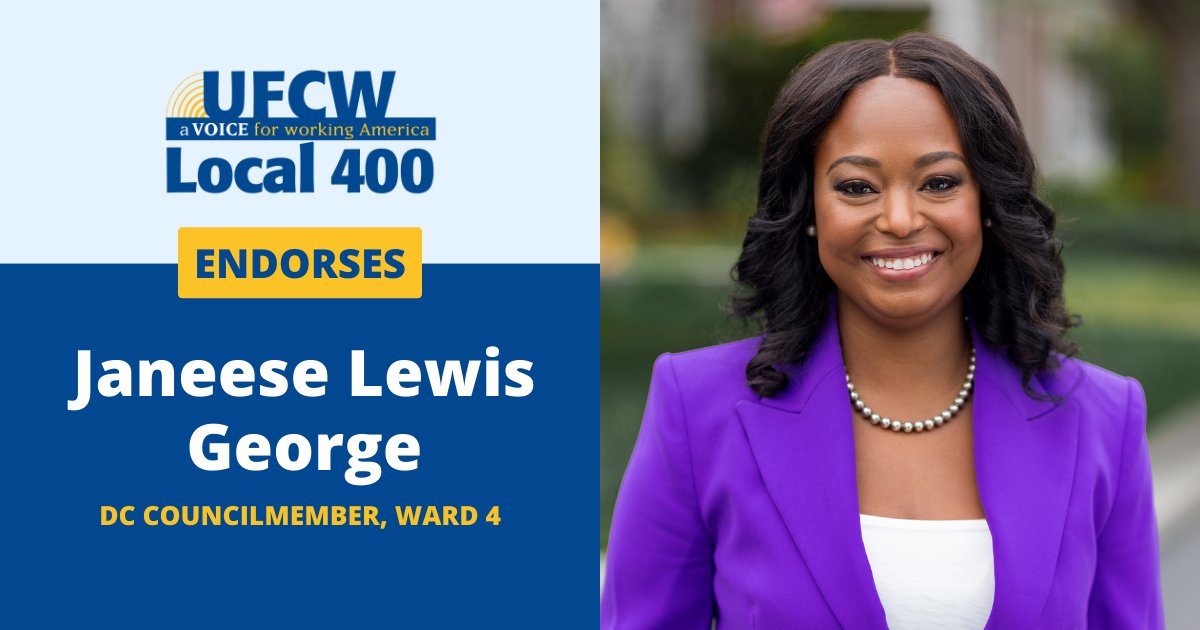 We are proud to endorse @Janeese4DC for DC Council! ufcw400.org/2024/04/30/ufc…
