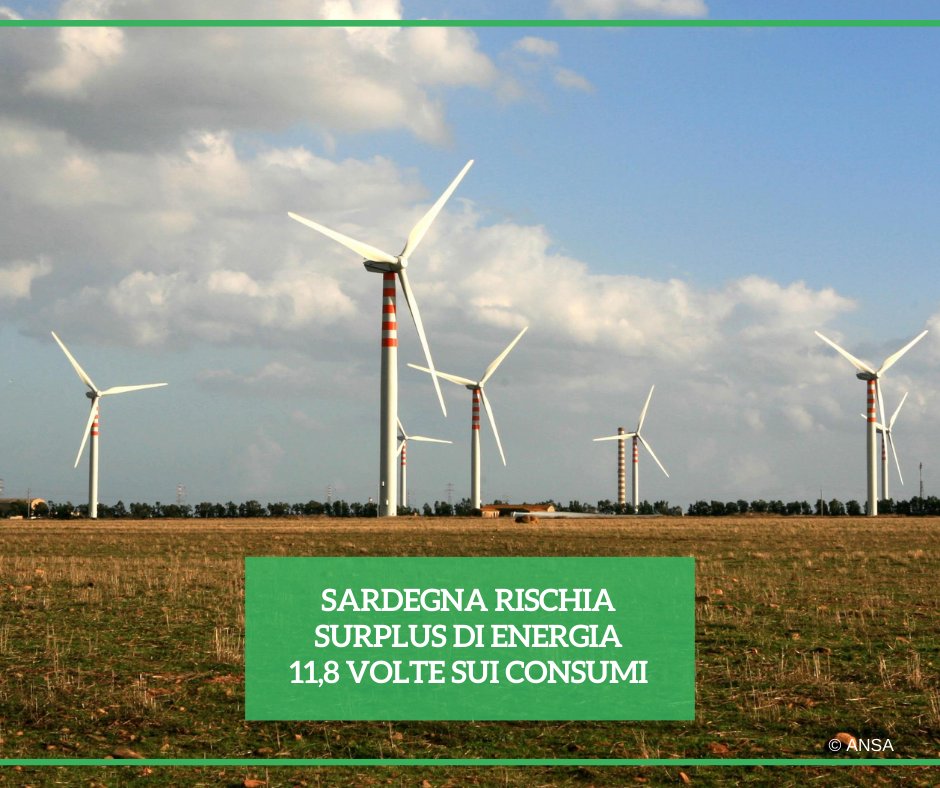 Secondo una stima della produzione energetica rinnovabile 'potenziale', la #Sardegna arriverebbe a produrre circa 54mila GWh/a da impianti eolici e 41.800 da fotovoltaico, si tratta di circa 11,8 volte i consumi elettrici annui dell'Isola. #ANSAAmbiente ➡️ bit.ly/3wg4oUM
