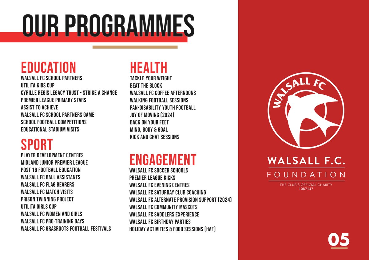 Did you know we run over 3⃣5⃣ different programmes across Walsall that you can get involved with? Read more in our 2023 Annual Report 👉 shorturl.at/efqKM