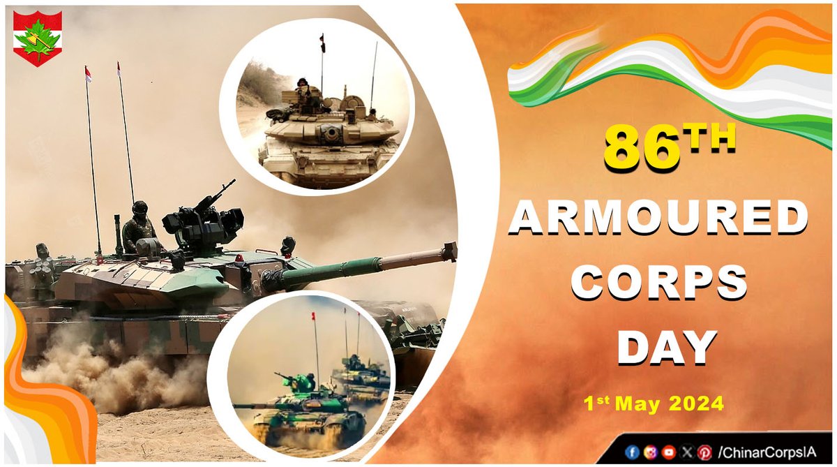 #ChinarCorps extends warm greetings to all ranks, veterans & families of the Armoured Corps on the occasion of 86th #ArmourDay. We salute & remember our ‘fallen heroes’ who made the supreme sacrifice in line of duty. #Kashmir #IndianArmy @adgpi @NorthernComd_IA