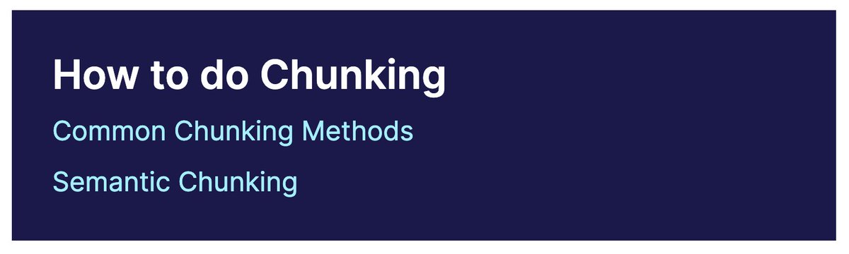 chunking is a critical part of data prep in RAG (dare I say, the most important part?) I just added two new code walkthroughs to the @pinecone RAG series: 1. overview of different chunking methods 2. deep dive into semantic chunking pinecone.io/learn/series/r… #GenAI