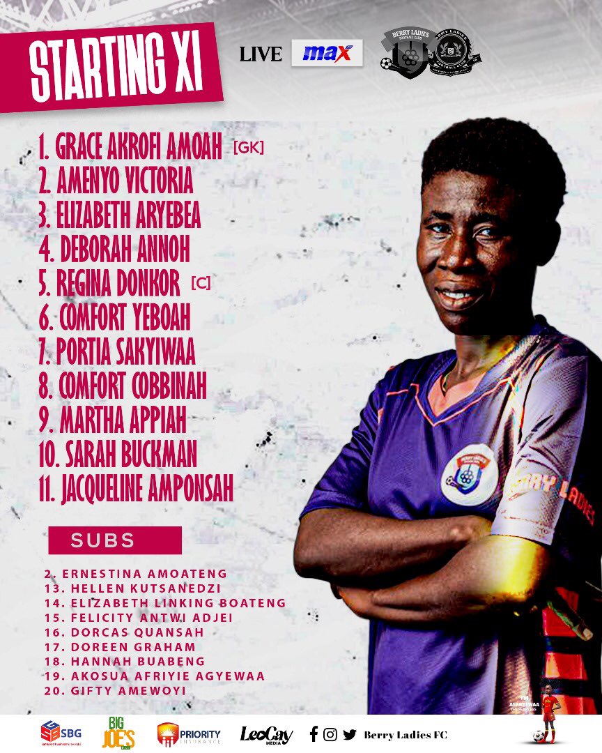 𝗧𝗘𝗔𝗠𝙉𝙀𝙒𝙎 📰

A lot of Changes from our previous match ✅ 

Let's leave it all out there, Berries 👊🏾

#BerryLadies 
#GraphicOnline
#lineup 

Trdz: Chioma | Accra to Techiman