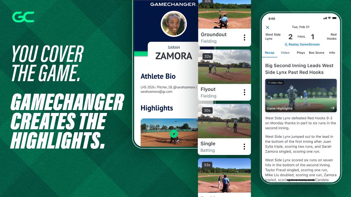 Automatically get shareable game highlights and recap stories of every game when you score on GameChanger this season! Download now to get started. Download now: bit.ly/3NciD2M