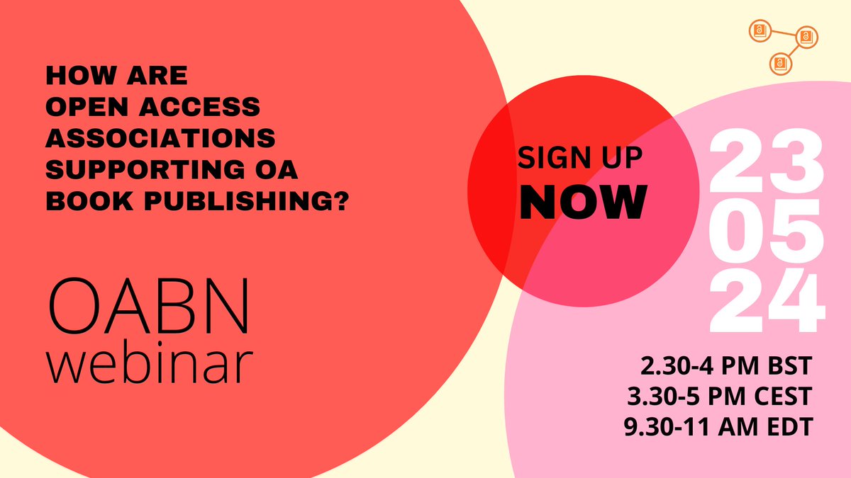 Our Head of Publishing @paula_ken1 is part of an @oabooksnetwork webinar on 23rd May on how #OpenAccess associations support #OA book #publishing. She'll be speaking about @oipassoc along with @dominiquewalker from @ScotUniPress. Sign up now! docs.google.com/forms/d/e/1FAI… @SASNews