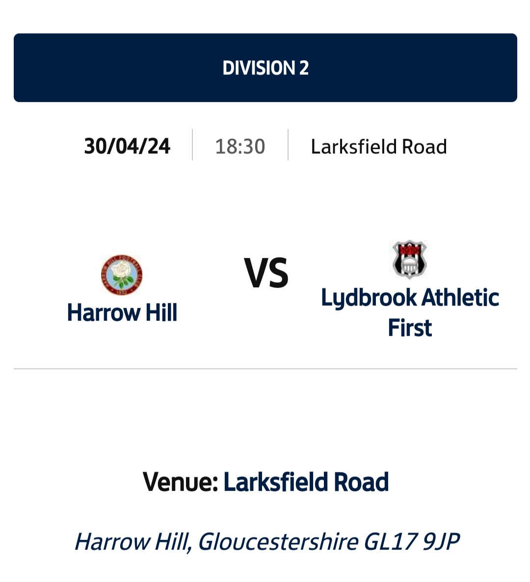 🚨IT’S MATCHDAY🚨 Tonight we host @LydbrookAth , 6.30pm KO Come and support the lads in their penultimate game of the season! @GNSLOfficial