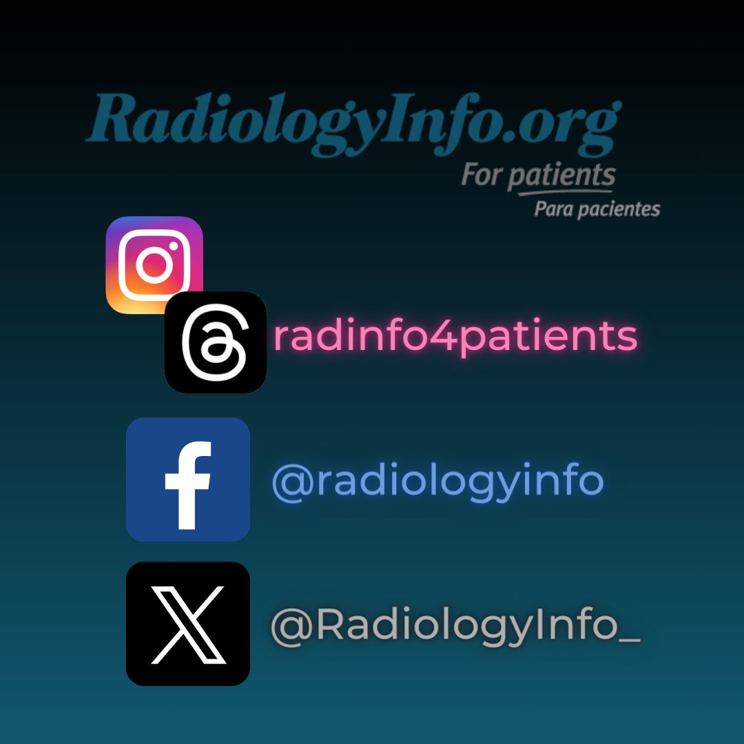 Get social with RadiologyInfo.org on Instagram, Threads, and more! Be sure to follow us for the latest patient-friendly information on radiology procedures and exams. Sponsored by @RSNA and @RadiologyACR. #RadiologyInfo