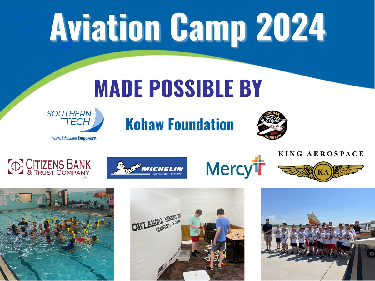 SouthernTechOK's tweet image. 👉 Secure your spot now and embark on an unforgettable aviation adventure! Don't miss out on this chance to learn, explore, and soar to new heights! ✈️ #AviationCamp #ScienceExploration #SouthernTech
bit.ly/3xVGzSC