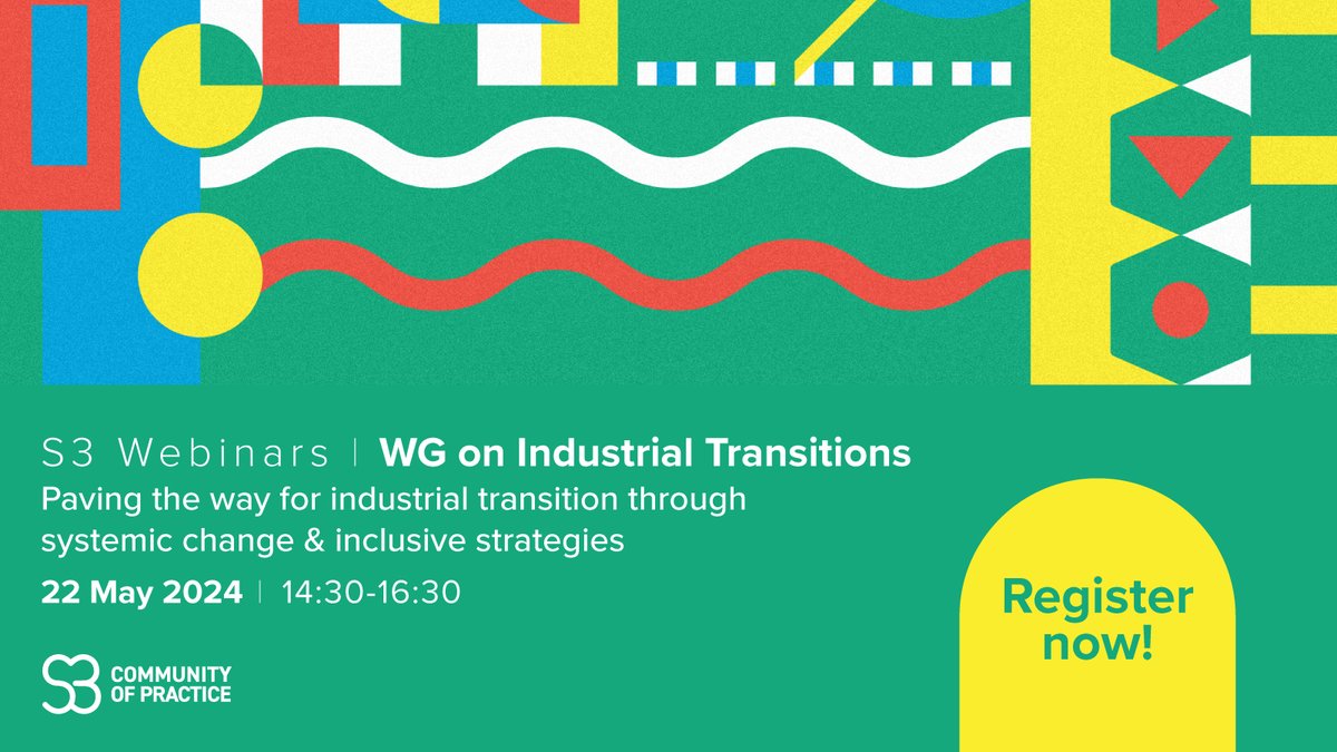 🏭 Join the #S3CoP for an insightful session addressing key challenges in implementing #S3 strategies for #IndustrialTransition. We'll explore stakeholder perspectives and discuss actions to enhance regional efforts across 🇪🇺 Agenda and registration 👉 tinyurl.com/5efdd5s3