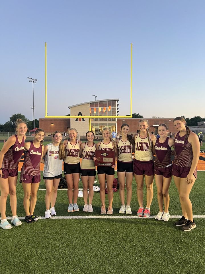 BedickAmber's tweet photo. Congratulations to the Cashion Girls Track &amp; Field Team for winning Regionals, everyone worked very hard to achieve this goal!!!! Thank you Head Coach Tony Wood, Coach Taylor and Coach McCabe and all the parents who help make this day possible!!!! https://t.co/9kuFEyRxZW