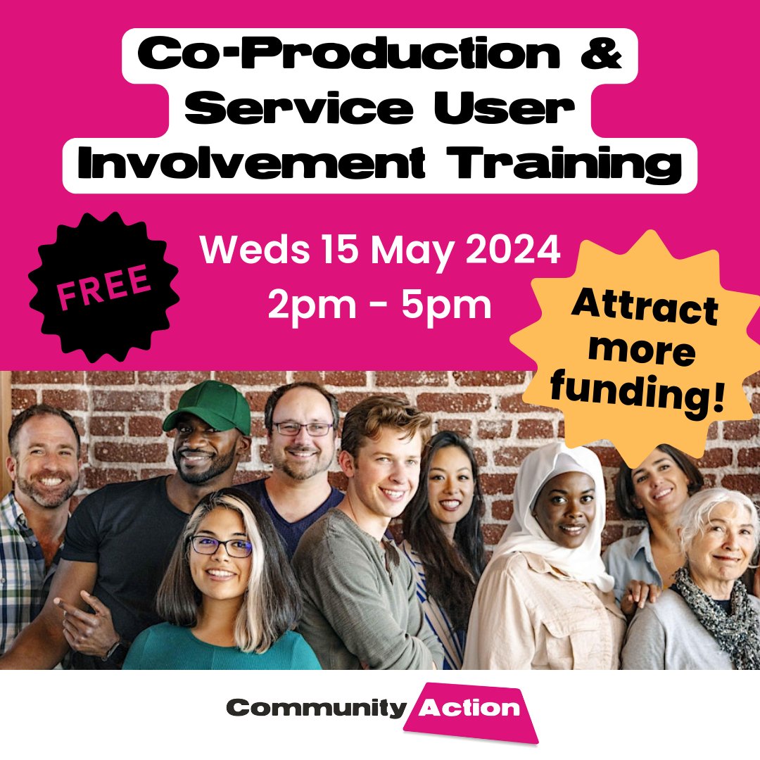 Attract more funding! Join our Co-Production & Service User Involvement training on 15 May. Learn how to ensure your service users are involved in the design, development & delivery of your services & avoid a common reason for grant application rejection eventbrite.com/e/co-productio…