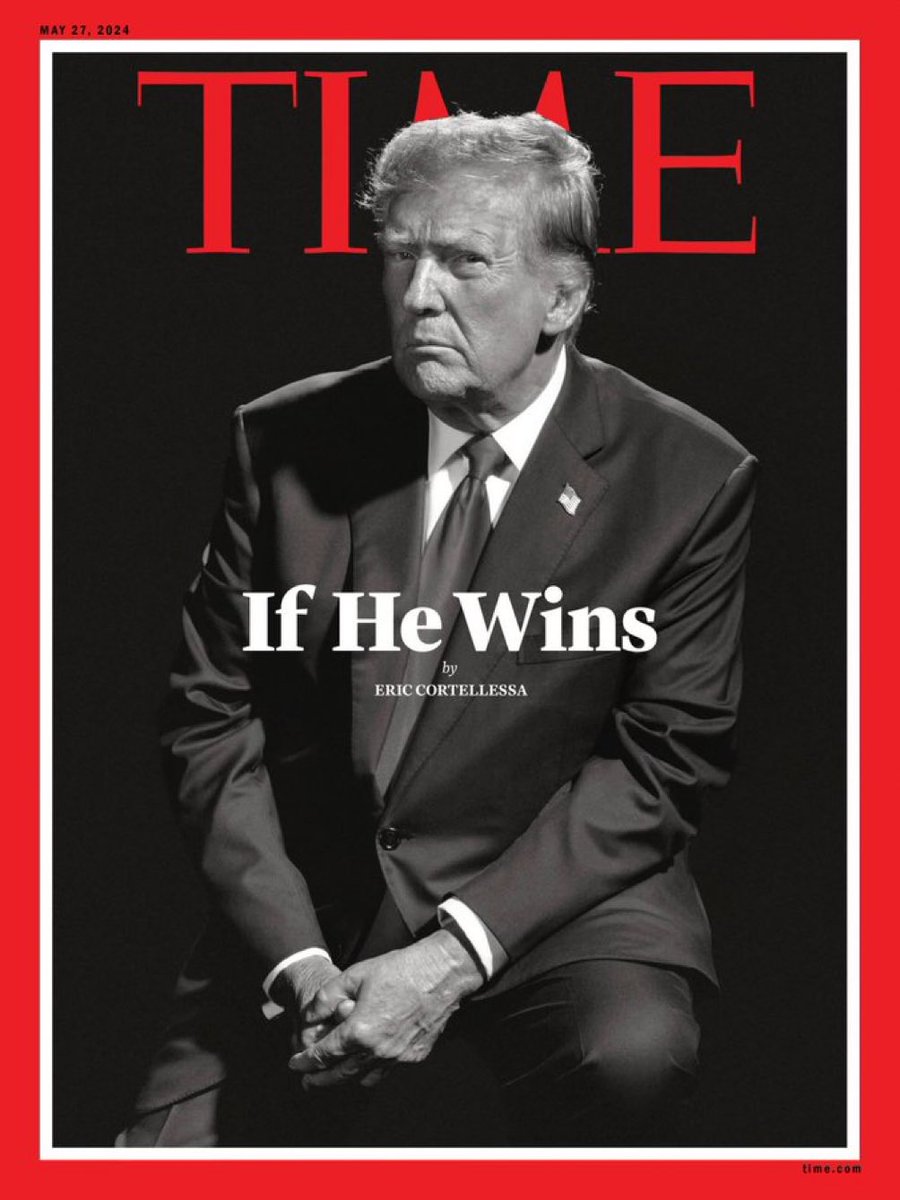 Look who is on the cover of @TIME Magazine! President Trump looks great. He’s aging in reverse. He will win. #Trump2024