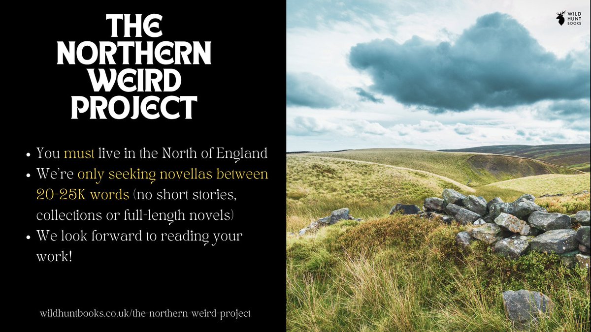 Don't forget that we open tomorrow for submissions for THE NORTHERN WEIRD PROJECT. This is a fantastic opportunity for authors in the North of England (agented or unagented) 🖤🖤

#writingopportunity #thenorthofengland #gothic #uncanny #horror #mystery

wildhuntbooks.co.uk/the-northern-w…