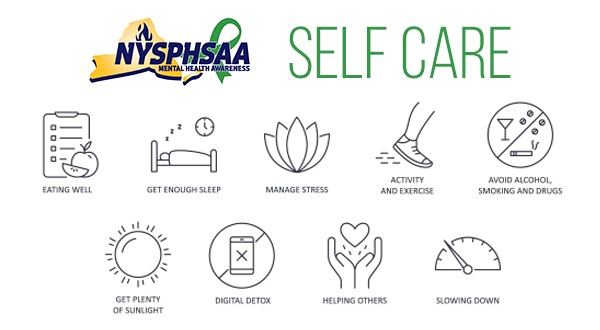💖 Remember, everyone struggles. Self-care isn't selfish; it's essential for self-preservation. How do you practice self-care? Here are some tips to help you prioritize your well-being! #NYSPHSAA #ItsOkayNotToBeOkay