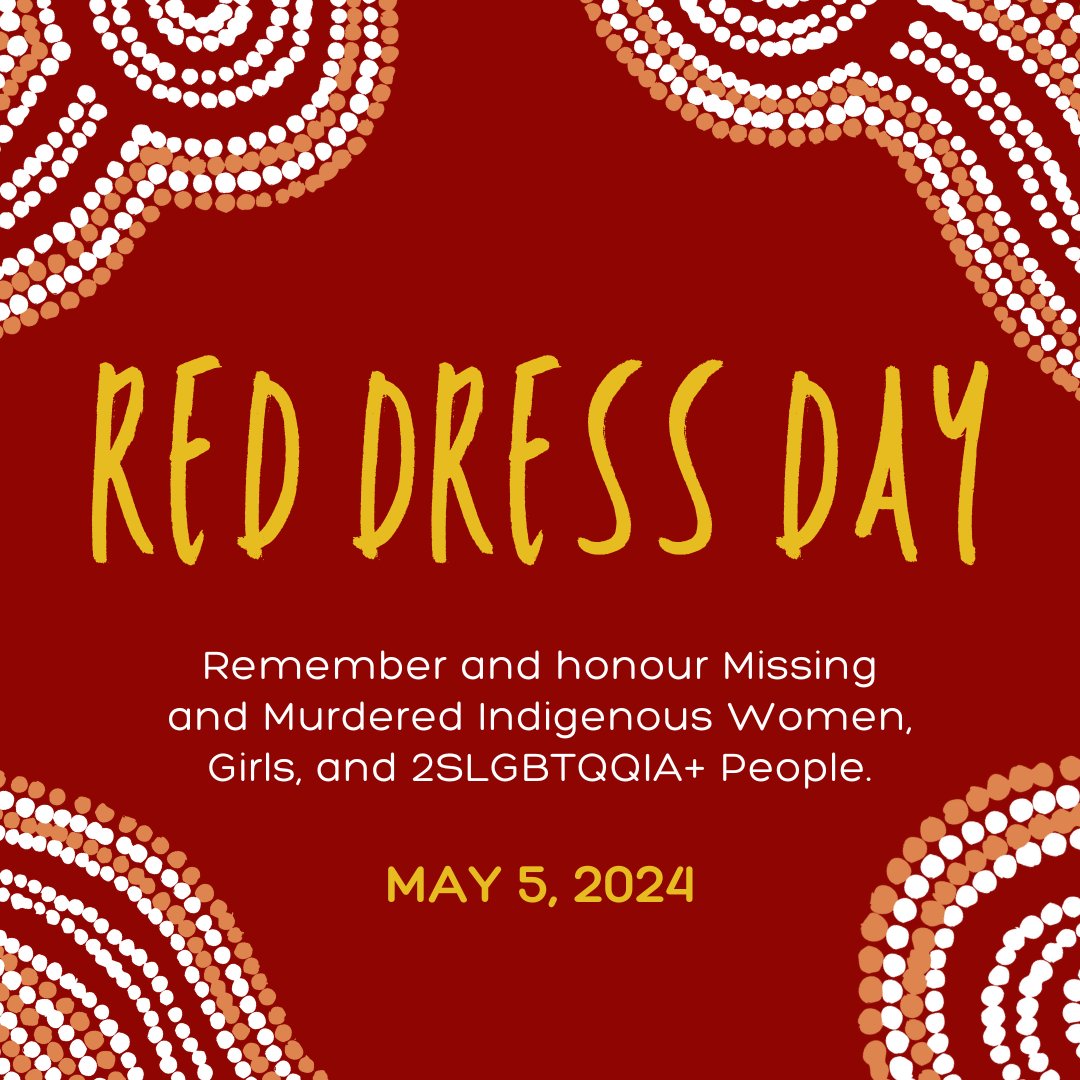 #RedDressDay We stand in solidarity with Indigenous Women, Girls & 2SLGBTQQIA+ people across Canada, recognizing their disproportionate risk of violence. Deepen understanding, honor those we've lost, and unite against colonial + gender-based violence: onwa.ca/learning-resou…