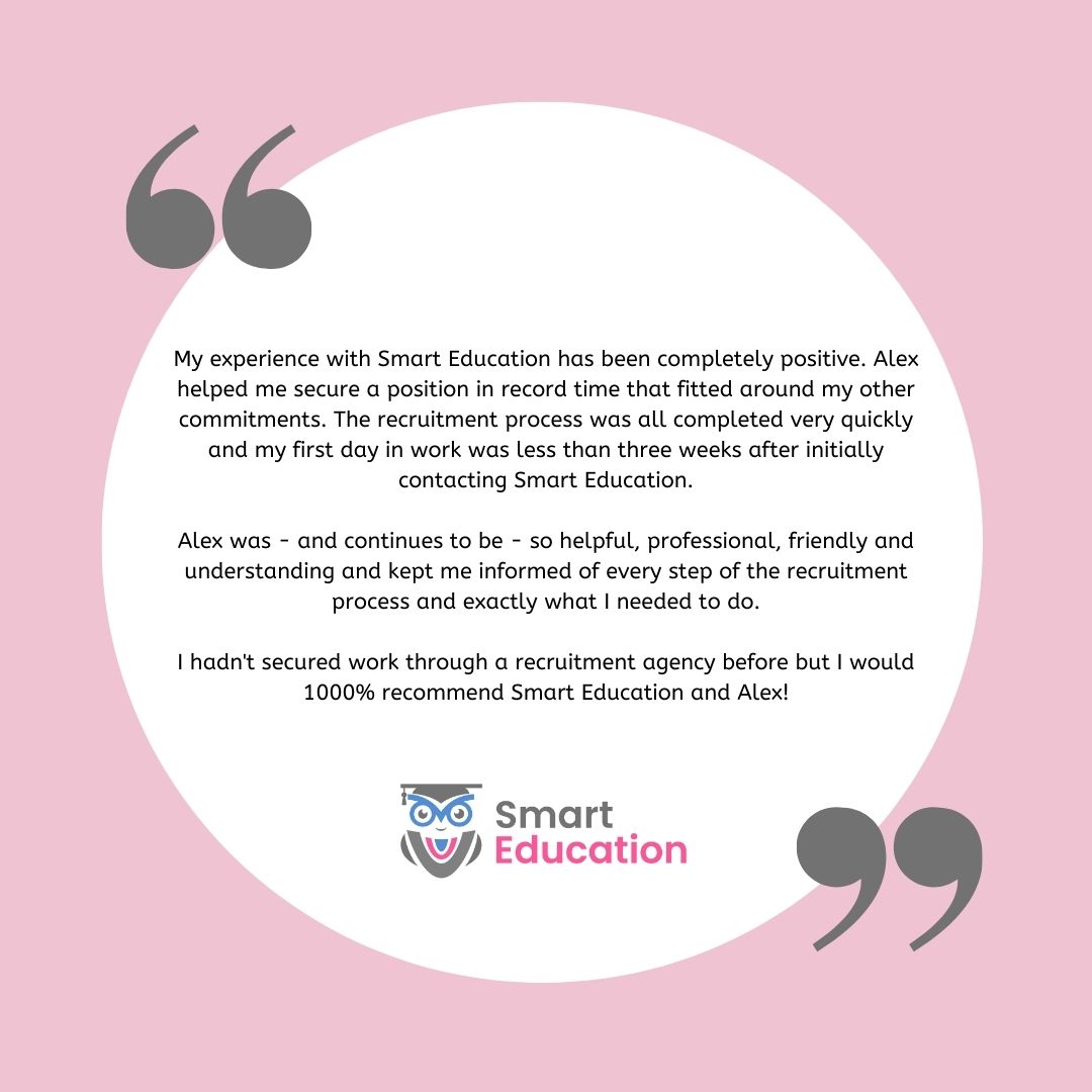 Its testimonial Tuesday and today its all about Alex!! 👏

#review #5star #service #smarteducation SMART Education Recruitment