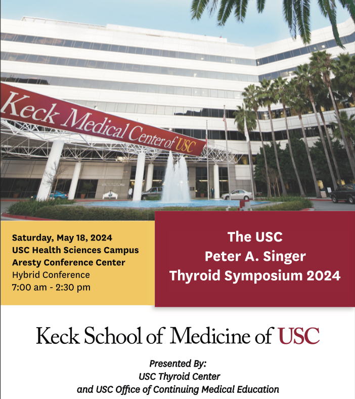 Trevor E Angell MD (@doctorangell) on Twitter photo The USC #Thyroid Symposium is coming May 18th, w/ a great lineup of expert speakers. If peri-Los Angeles, join us in-person! Or sign up for virtual.
#medtwitter #endotwitter <a href="/DavidACohen_MD/">David A. Cohen</a> <a href="/ThyCaInc/">ThyCa Inc.</a> <a href="/GDATF/">Graves' Disease & Thyroid Foundation</a> <a href="/kanikshadesai/">Kaniksha Desai</a> <a href="/EndoSurgSF/">Quan-Yang Duh</a> <a href="/KeckMedicineUSC/">Keck Medicine of USC</a>
keckusc.cloud-cme.com/course/courseo⦠The USC #Thyroid Symposium is coming May 18th, w/ a great lineup of expert speakers. If peri-Los Angeles, join us in-person! Or sign up for virtual.
#medtwitter #endotwitter <a href="/DavidACohen_MD/">David A. Cohen</a> <a href="/ThyCaInc/">ThyCa Inc.</a> <a href="/GDATF/">Graves' Disease & Thyroid Foundation</a> <a href="/kanikshadesai/">Kaniksha Desai</a> <a href="/EndoSurgSF/">Quan-Yang Duh</a> <a href="/KeckMedicineUSC/">Keck Medicine of USC</a>
keckusc.cloud-cme.com/course/courseoā¦