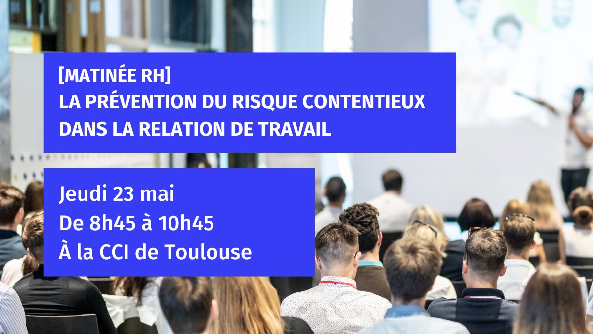 📢Comment améliorer vos pratiques RH et réduire les risques de litiges ? Rendez-vous le 23 mai pour notre prochaine matinée RH dédiée. 📍 Infos et inscription : toulouse.cci.fr/evenement/mati… #RH #employeur #entreprise #CCI #Toulouse
