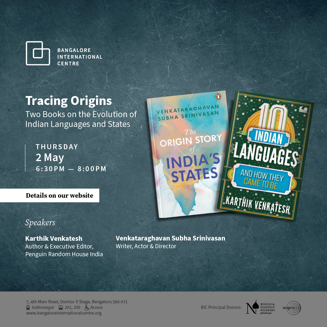 May 2 | Thursday | 6:30 PM Tracing Origins In this session, the authors delve into the historical, cultural, and political dimensions of India, to compare their development and to share with us their process in putting together books that are of historical import. #indianhistory