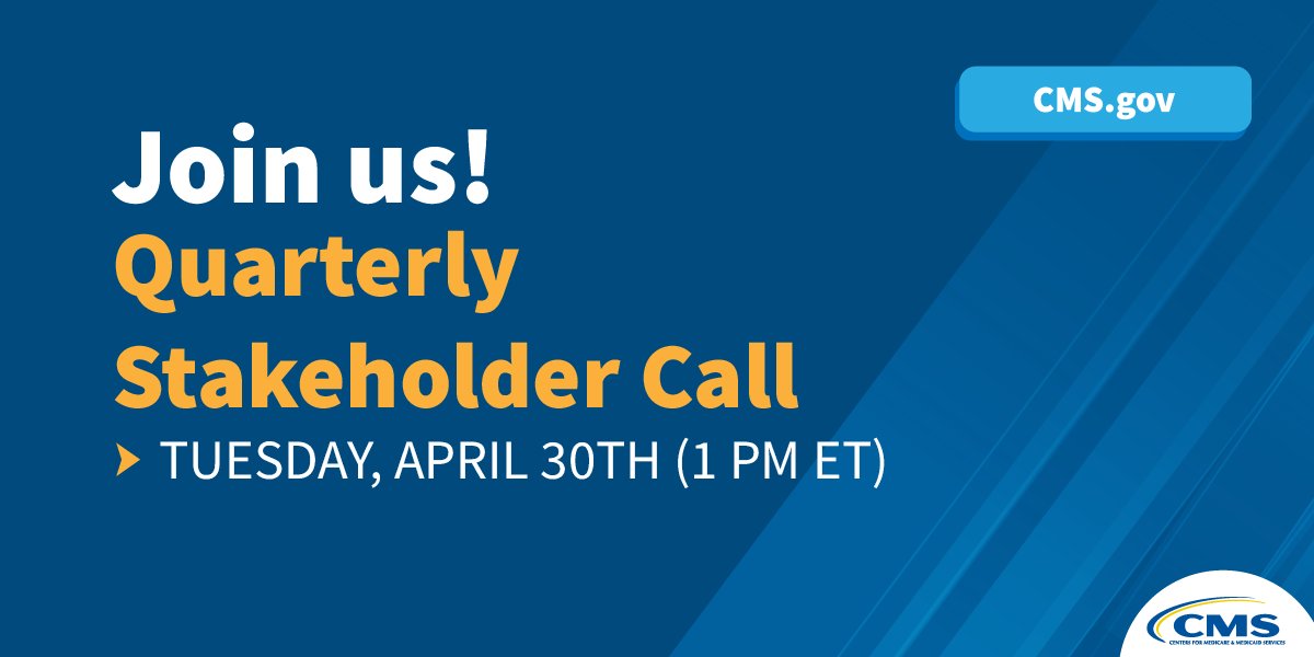 Join @CMSGov today at 1 PM ET for our national quarterly stakeholders and partners call. We will be covering #InflationReductionAct updates, new Medicare Final Rules, the #Medicaid and #CHIP Access to Care Final Rule, and more. Register here: cms.zoomgov.com/webinar/regist…