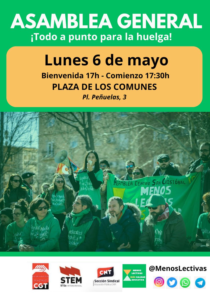 A la vuelta del puente volvemos a encontrarnos para rematar los últimos aspectos de la huelga👇 📌Plaza de Peñuelas n°3 17:30h