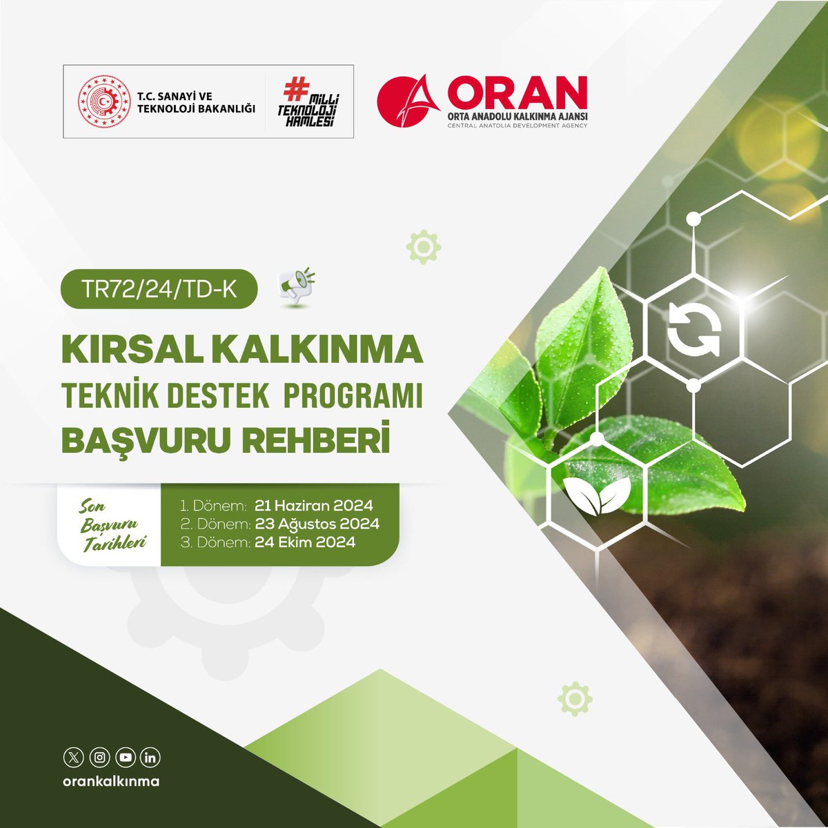 📢2024 Yılı Kırsal Kalkınma Teknik Destek Programı (TR 72/24/TD-K) ilan edildi. Başvuru ve detaylı bilgi için👇 🔗oran.org.tr/haber/kirsal-k…