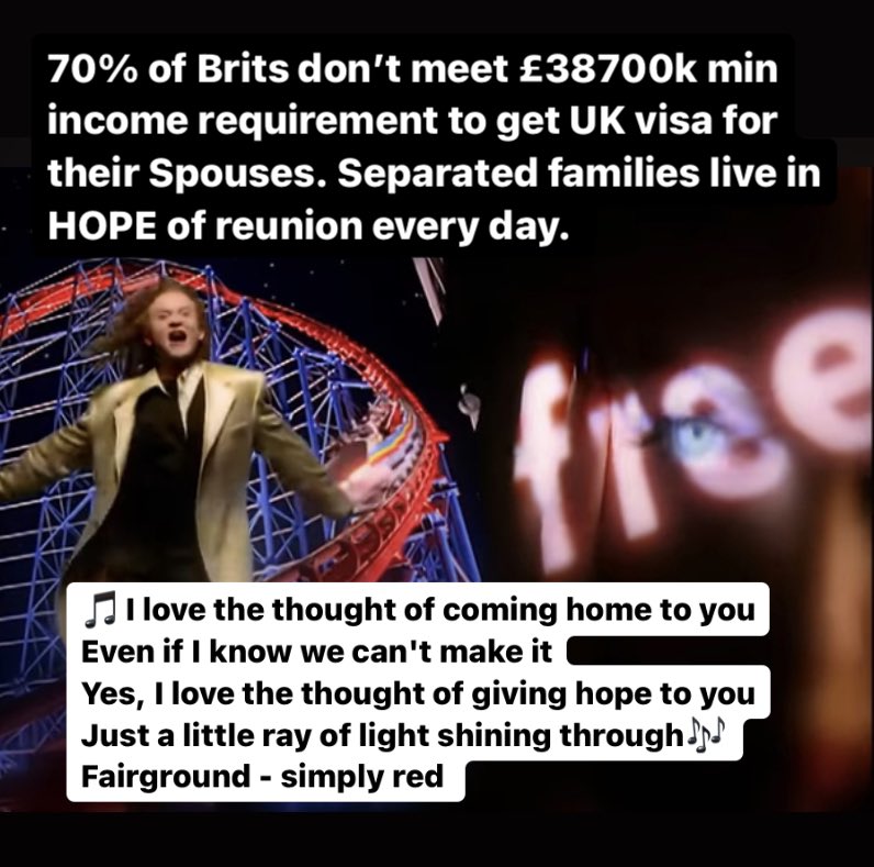 Hundreds of British families are separated cos they don meet £38,700k income requirement for spouse visa. They live in hope of coming home to loved ones. @SimplyRedHQ pls share petition agst #cruel Tory policy #loveinlimbo #scrapMIR petition.parliament.uk/petitions/6526…