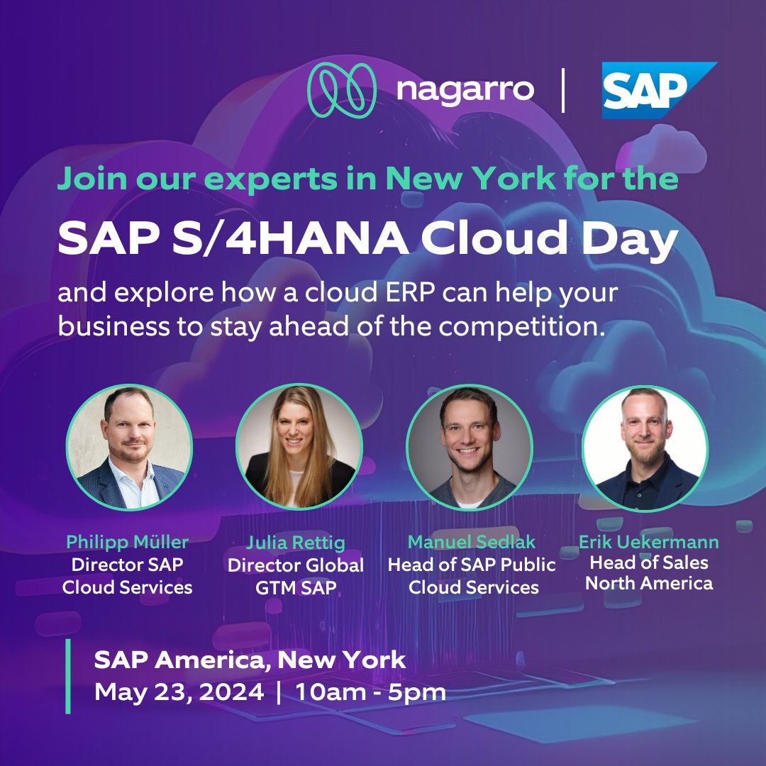 Join #Nagarro experts in New York and discover how #SAP's cloud solutions drive digital transformation in the professional service industry. Gain valuable insights, engage with experts, and network with peers on May 23 at the @SAP office in Hudson Yards, NYC. More info:…