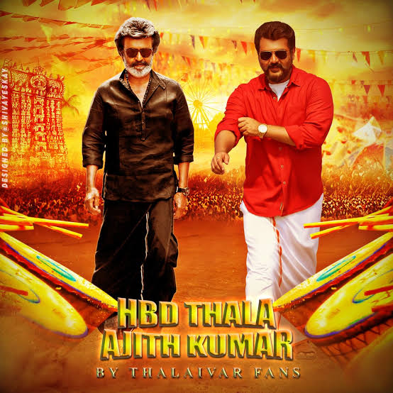 #HBDAjithKumar On Behalf of all #SuperstarRajinikanth fans, Wishing A Very Happy B'day to the Self Made Star who has turned 2 the Man of Masses 👑 Best Wishes for Huge Sucess of #VidaaMuyarchi ❤️ #Thalaivar #AK #Billa #Vettaiyan #Coolie #HBDAjith #Thala #DheenaReRelease