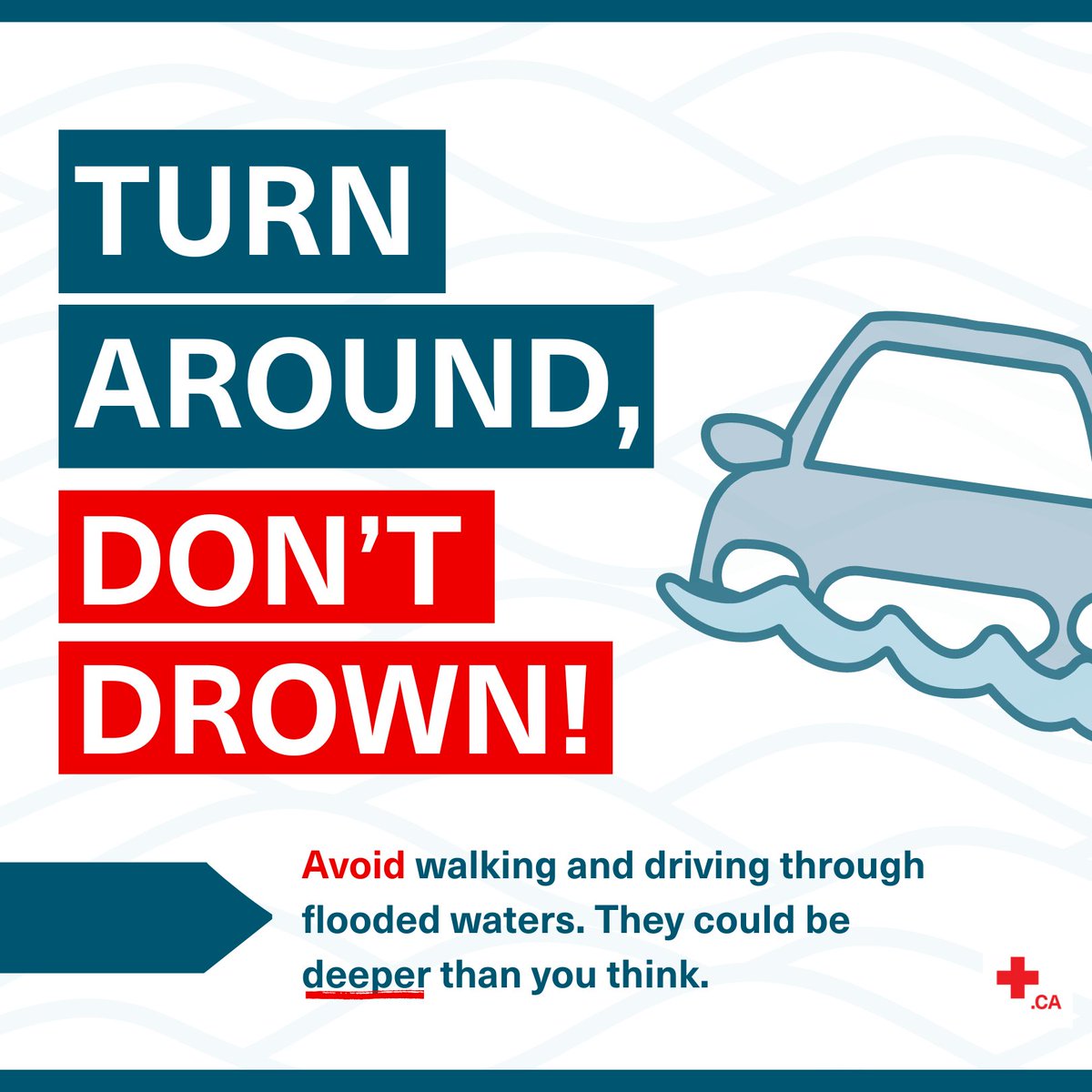 👎 Bad idea: driving through flooded waters. They could be deeper than you think. 👍Good idea: turning around and finding an alternative route. Learn more flood safety tips at brnw.ch/21wJjQ4