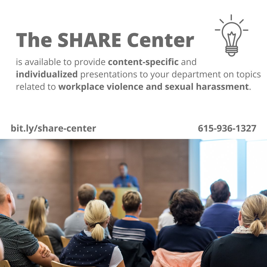 The SHARE Center is available to develop an individualized presentation for your team, unit, department or workgroup. Please reach out to us for more information at share.center@vumc.org or give us a call at 615-936-1327. bit.ly/VUMCSHARE