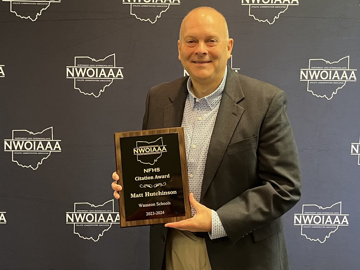 2023 - 2024 NW-OIAAA Awards Receiving the NW-OIAAA NFHS Citation Award, Matt Hutchinson (Wauseon)