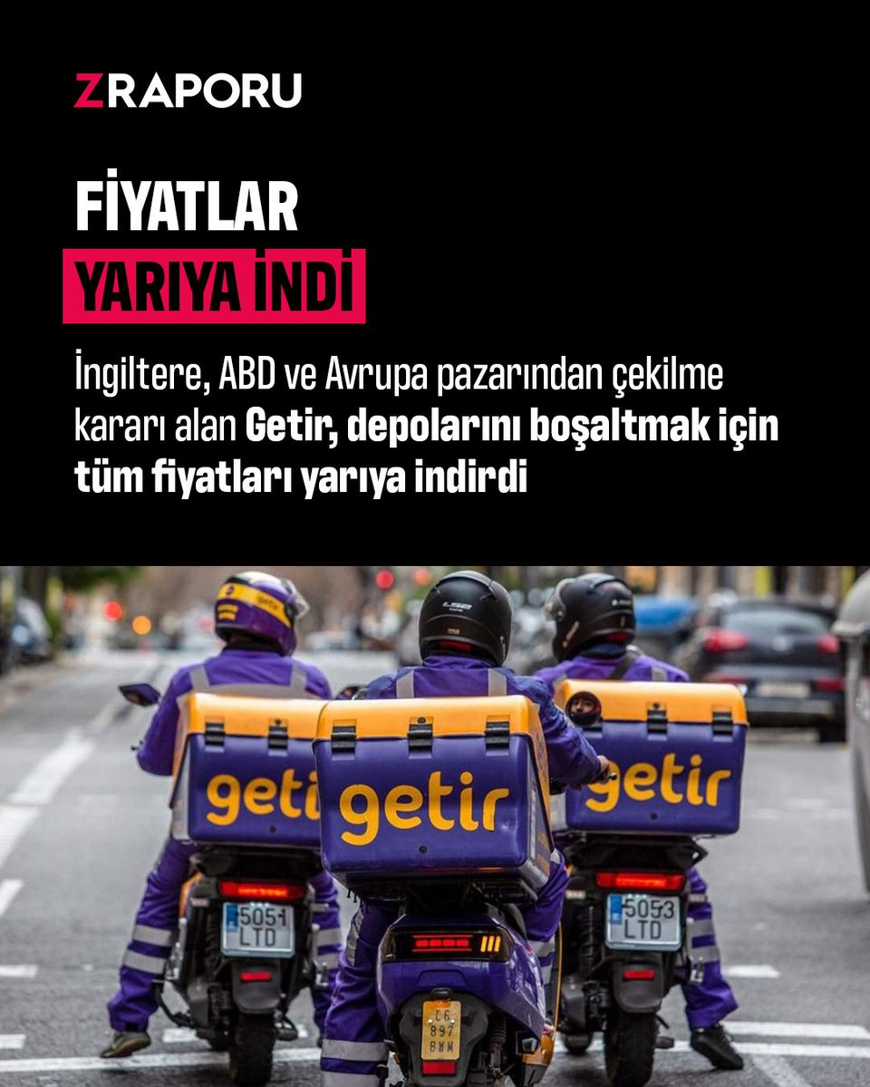 📌 ABD ve Avrupa’dan çekilen Getir, depolarını boşaltmak için tüm fiyatları yarıya indirme kararı aldı