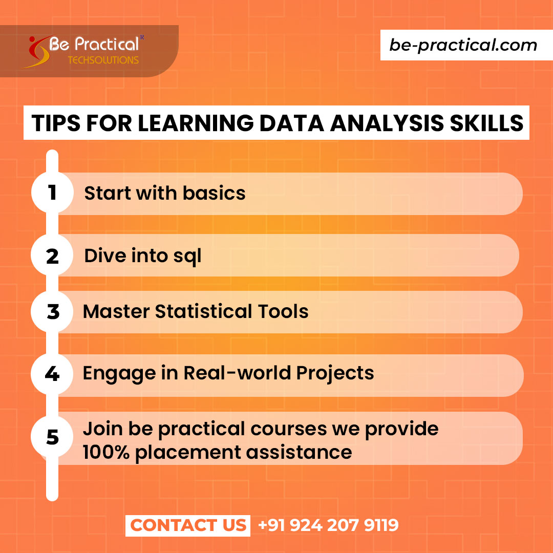 Learn data analysis skills in different ways! Explore hands-on training, online courses, and workshops. Master data visualization, statistics, and software tools. Join Be Practical's programs today

#DataAnalysis #DataAnalysisTraining #DataAnalysisSkills #trainingcentre