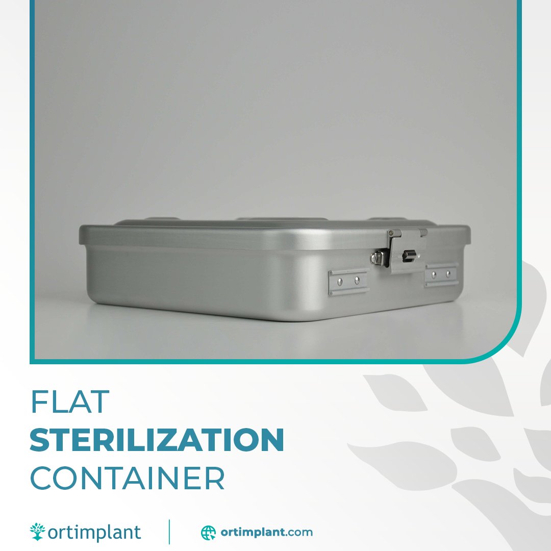 Ortimplant flat-size sterilization containers are air & water-tight filtered boxes used for the sterilization of implants, microsurgical instruments, brushes, and equipment sterilization.

Please visit our website for Sterilization Containers.