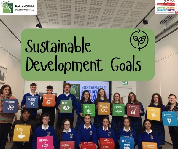 As part of Limerick Lifelong Learning Festival, #KilmallockLibrary hosted a workshop on Sustainable Development Goals facilitated by @BallyhouraDev. Thanks to the TY students from @ColaisteIosaef who took part 👍 #LimerickLibraries #LLLFestival2024 #SDGs @LimkLearnFest