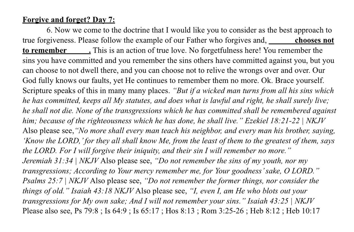 Forgiveness with forgetfulness? #BibleStudy