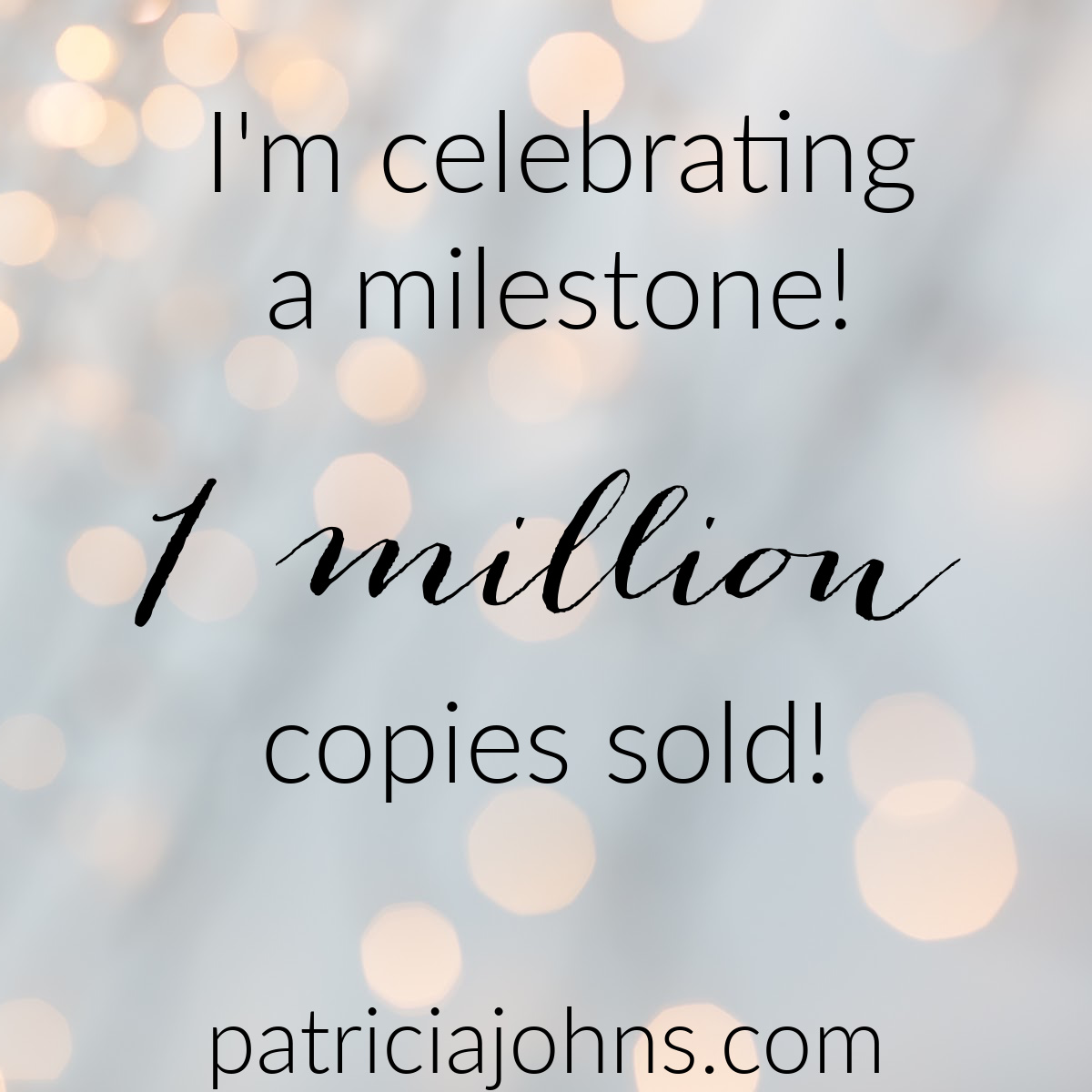 With special thanks to @HarlequinBooks and @KensingtonBooks who have brought my stories to the shelves... (and to @bethany_house who started counting!) this one snuck up on me! ONE MILLION copies of my books are out there in readers' hands! Thank you, thank you, thank you!