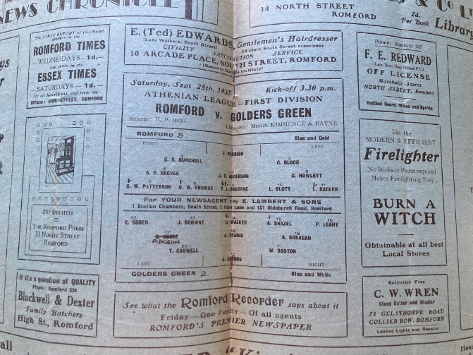 @nlprogs I quite like adverts in old football programmes Here’s one in @romfordfcprogs @RomfordFC v Golders Green @HendonFC from 1937 Don’t think footballers would get metatarsal or foot injuries with Dolcis boots on their feet!!!