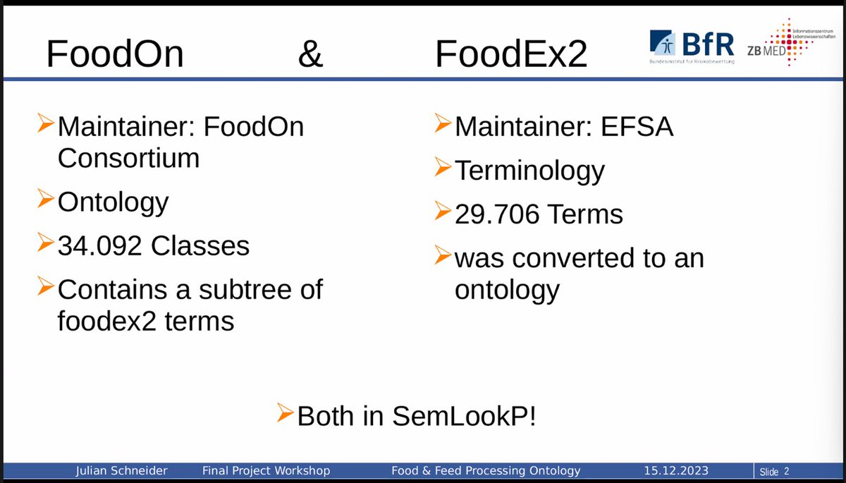 👨‍💻'Mapping can become part of #ontologies, or be published separately.' LIVE NOW▶️Julian Schneider from @NFDI_de is now presenting a practical #mapping framework application in the #food domain. ➡️tinyurl.com/2fpad9d8