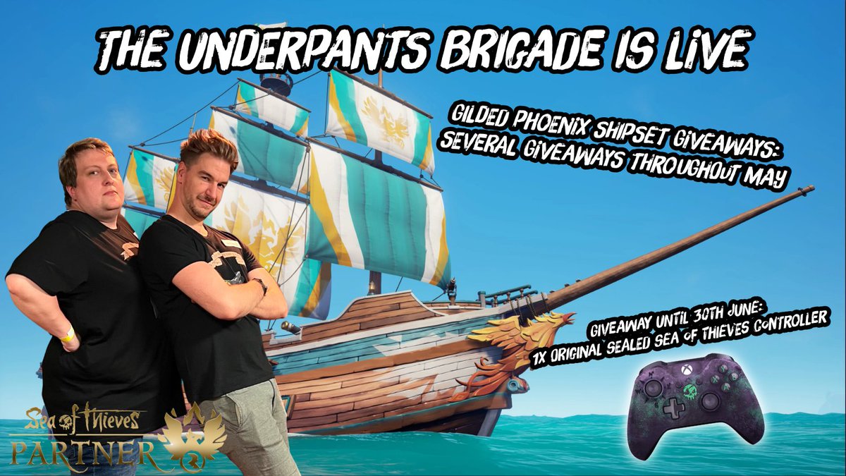 Welcome PS5 players to the #SeaOfThieves! The Underpants Brigade is live (link in bio), checking out the new season, helping new PS5 players and answering your questions. Currently we have S12 Plunderpasses, Gilded Phoenix Shipsets and more to giveaway. Come over and say hi :)