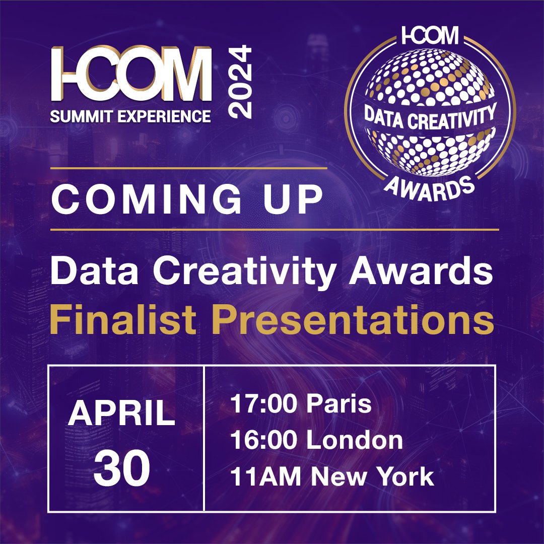 We're thrilled to introduce the first round of #icomglobal #DataCreativity #Awards finalist  presentations on the 2nd day of Part 1 of the #icom24.
View: i-com.org/summit-experie… 
🔔Join us in Malaga on May 14-17 for the PART 2 of the Summit Experience. 
i-com.org/summit-experie…