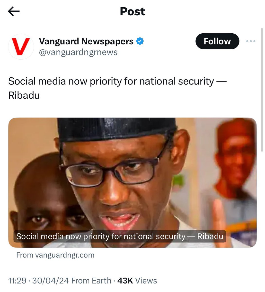 Not Boko Haram, not Kidnappers, not bandits, not religious extremists, not smugglers, but social media. Tell me again that this country is not a zoo.