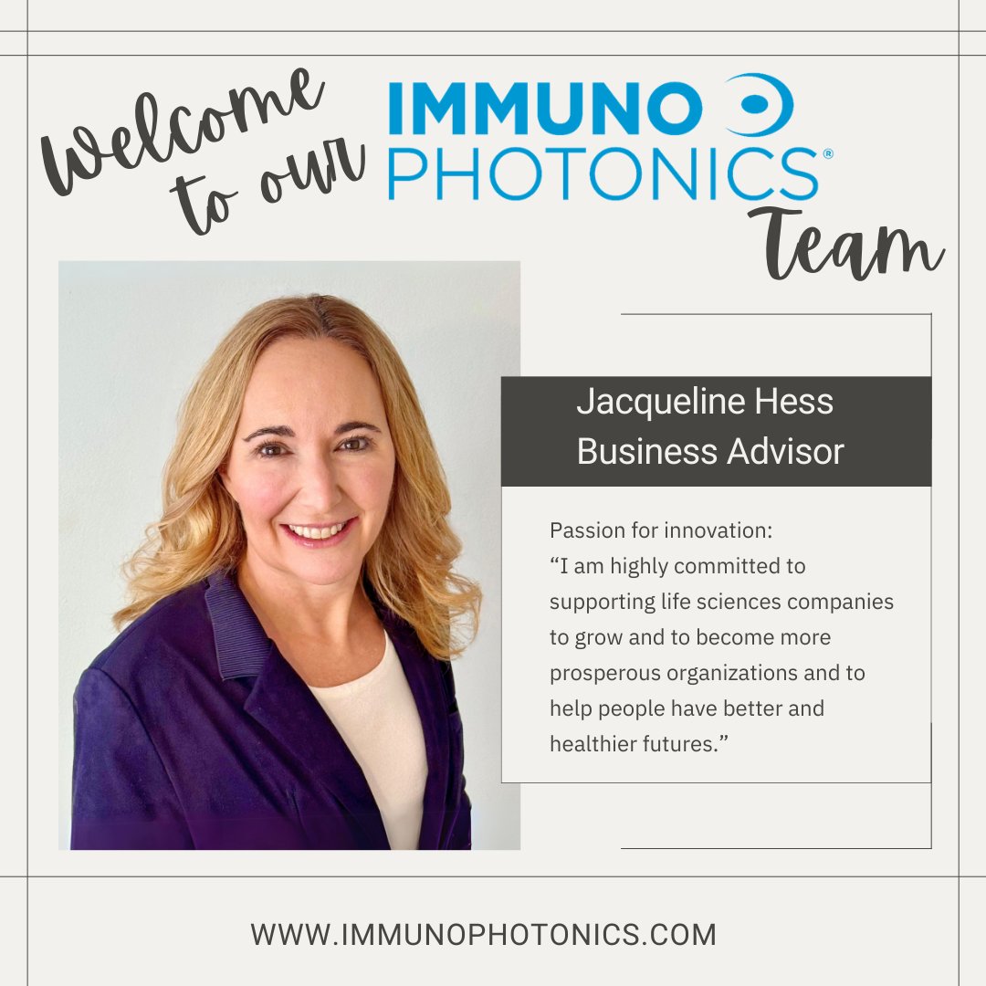Immunophotonics, Inc. is delighted to introduce Jacqueline Hess as the newest addition to our advisory board. Ms. Hess has over 25 years of Big 4 experience supporting U.S. biotech companies that are expanding globally, with a particular focus on the U.S.-Swiss business corridor.