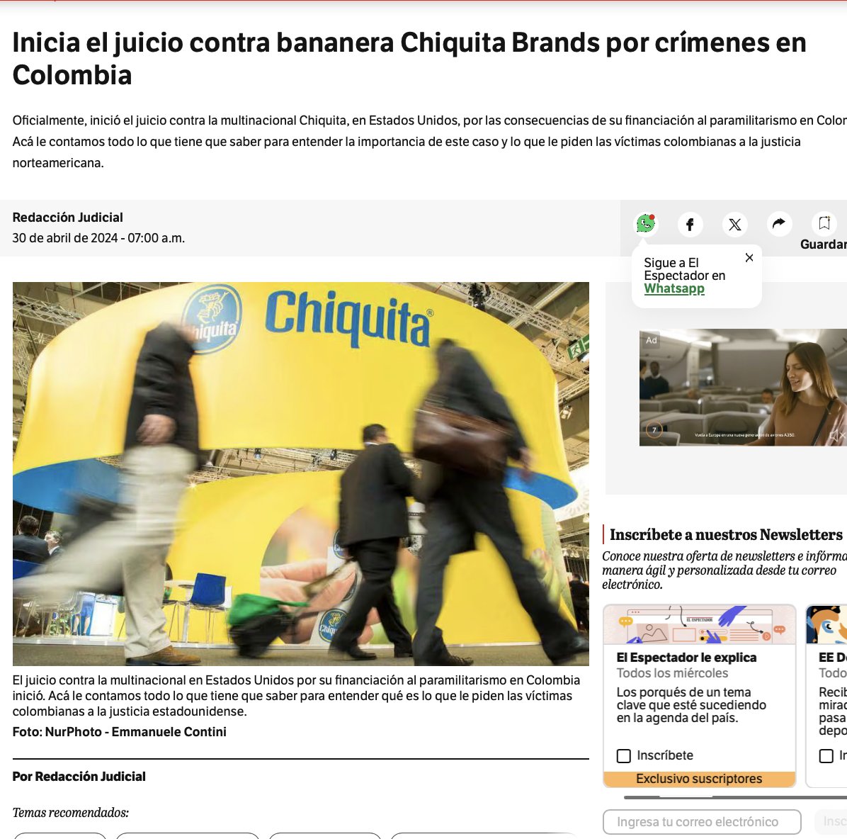 Vamos con las #ÚltimasNoticiasconGarcíaColorado Petro despeja el camino en el Congreso para la reforma a la salud que apoyan las EPS elpais.com/america-colomb… Inicia el juicio contra bananera Chiquita Brands por crímenes en Colombia elespectador.com/judicial/chiqu… Comparta, comente y