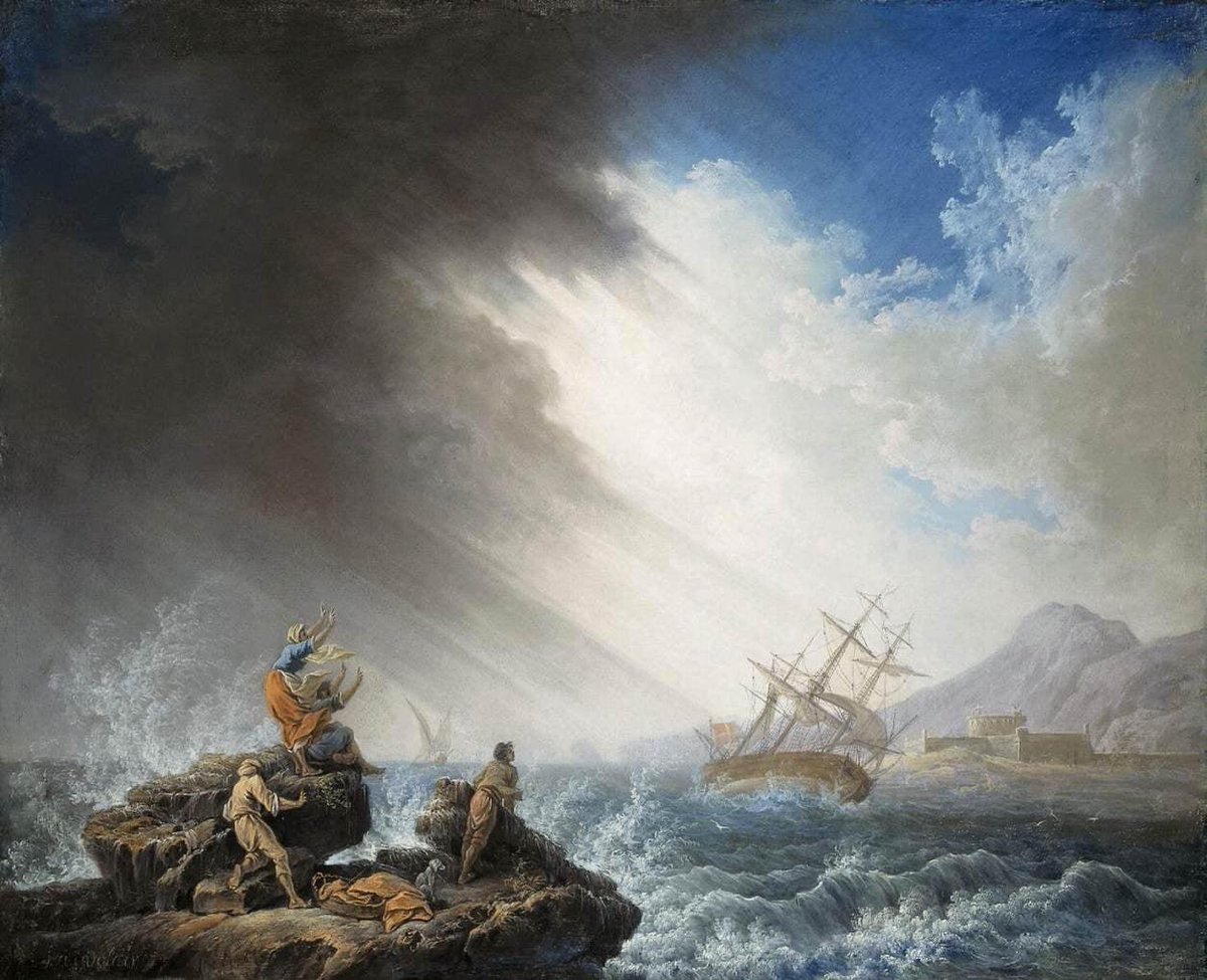 Pierre-Jacques Volaire ,French painter (1729-1799) Ship-Wreck c. 1774 Pastel on paper stretched on canvas, 53 x 65 cm The Hermitage, St. Petersburg