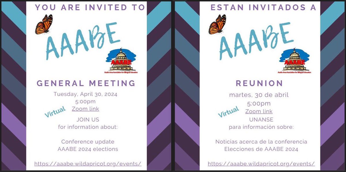 Today is the day! @AAABE General Membership Meeting We, are thrilled to unite with our current & future members. Join us at 5:00 pm, where we'll unveil updates on @TA4BE conference, upcoming officer elections y celebración de fin de año. Visit aaabe.wildapricot.org/events 4 details