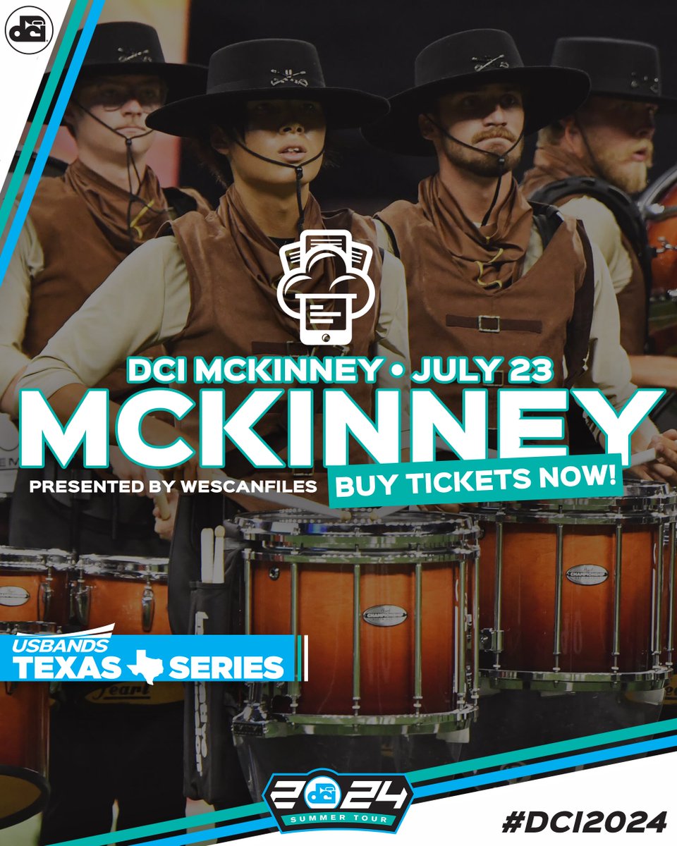 Catch eight phenomenal drum corps in McKinney at the final stop on the 2024 DCI Texas Tour presented by @usbands 👀 🎟️ dci.fan/24McKinney #DCI2024