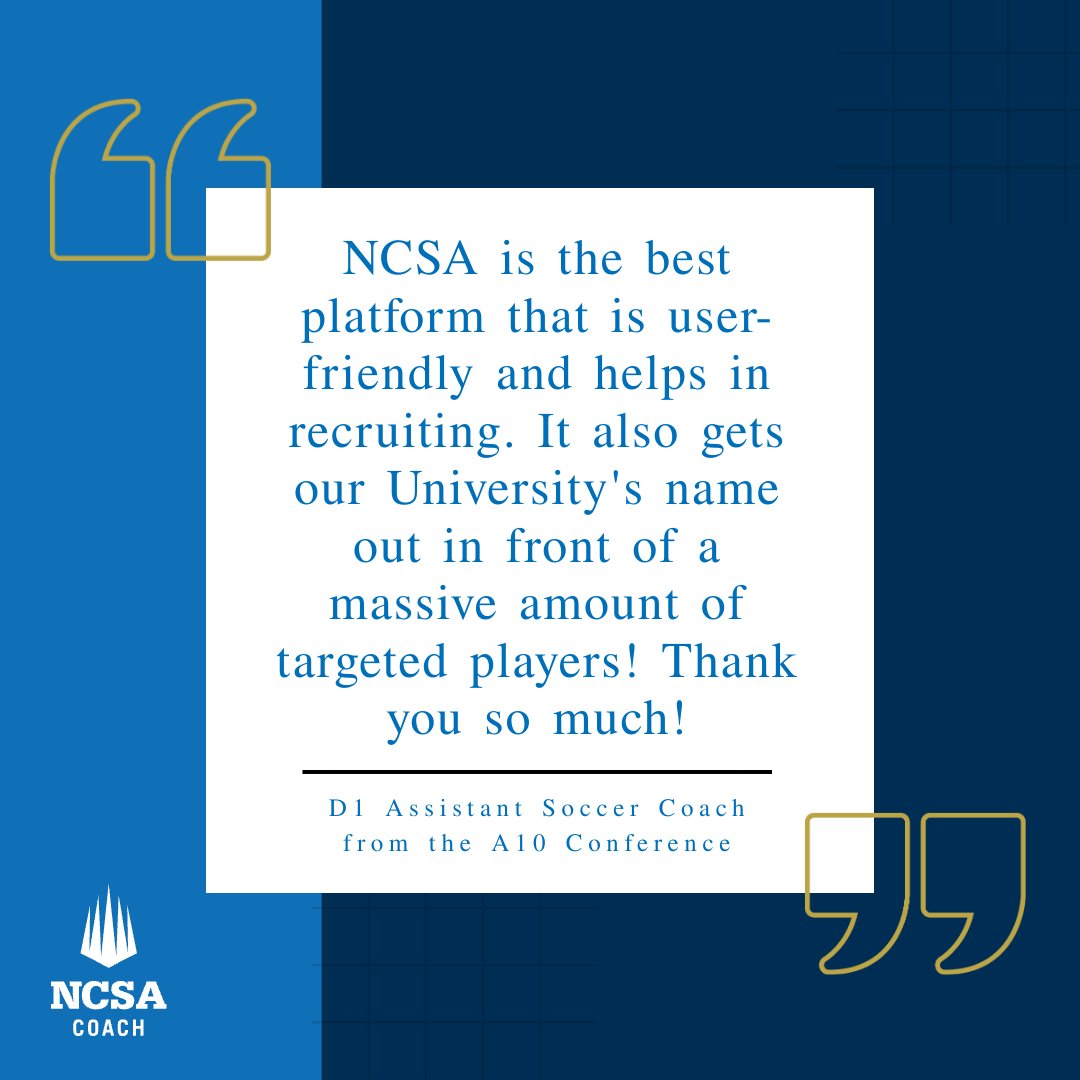 🚨 Big news! 🚨 Just got word from a D1 coach singing NCSA's praises for supporting their recruiting efforts. If you want to level up your recruiting game, NCSA could be the secret weapon you've been looking for! 💪 Check out NCSA today! #NCSA #Recruiting #CoachQuote 🏆