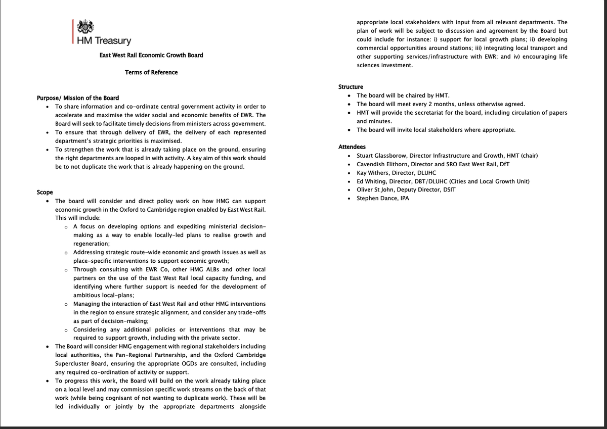 Well, here are the terms of reference and attendees of the EWR Economic Growth Board. Still waiting for the meeting minutes which is what we originally asked for. A room full of unelected officials planning our future with no regard for our views. At least we have their names.